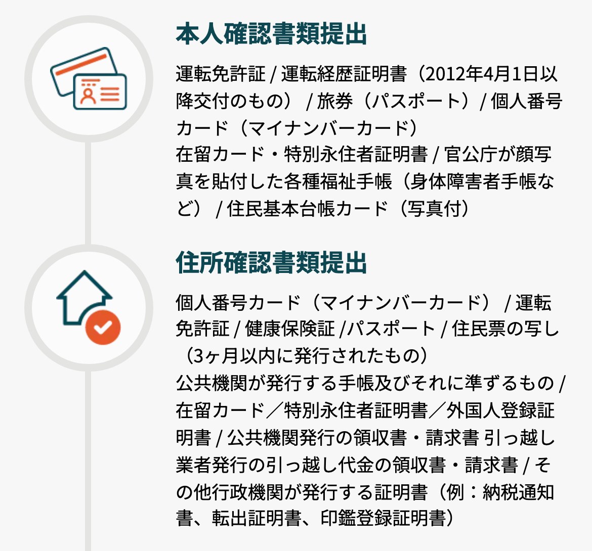 Vantage公式サイトの入金ボーナスのページ(スマホ表示)。本人確認書類提出として運転免許証、運転経歴証明書、旅券、個人番号カード、在留カード・特別永住者証明書、顔写真を貼付した各種福祉手帳、住民基本台帳カード。住所確認書類提出として個人番号カード、運転免許証、健康保険証、パスポート、住民票の写し(3ヶ月以内に発行されたもの)、公共機関発行の領収書・請求書、納税通知書、転出証明書、印鑑登録証明書などが挙げられている